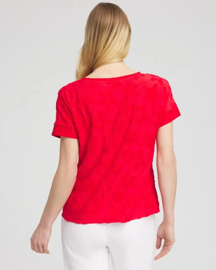 Chico039s Tops Zenergy Textured Star Top Alabaster 8211 Clothing