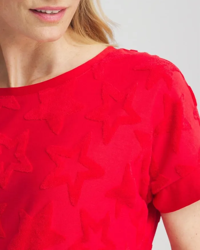 Chico039s Tops Zenergy Textured Star Top Alabaster 8211 Clothing