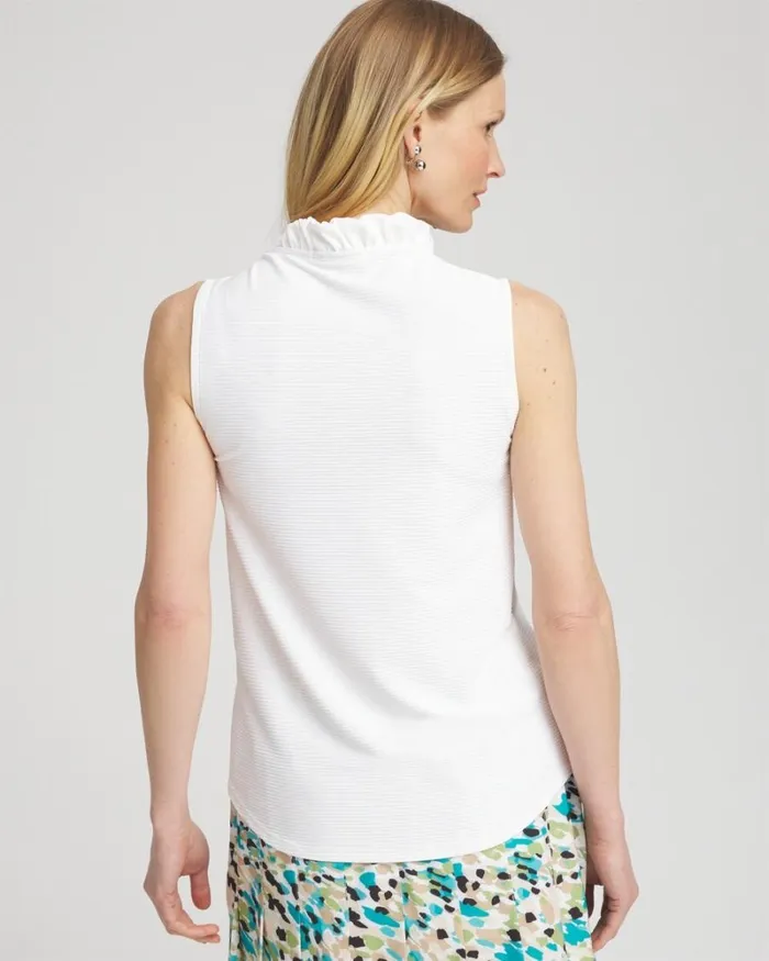 Chico039s Tops Zenergy UPF Knit Ruffle Tank Alabaster 8211 Clothing