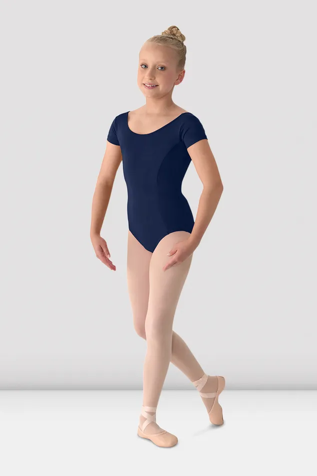 Children Bloch Girls Mirella Classic Short Sleeve Leotard Navy Leotards