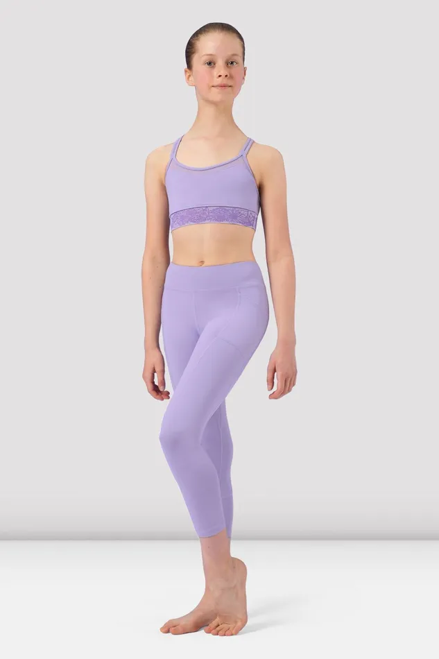 Children Bloch Girls Nadia Panelled Leggings Lilac Pants and Leggings