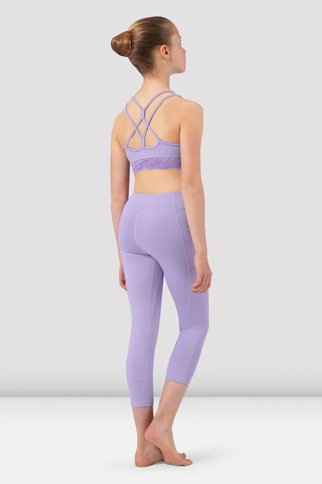 Children Bloch Girls Nadia Panelled Leggings Lilac Pants and Leggings