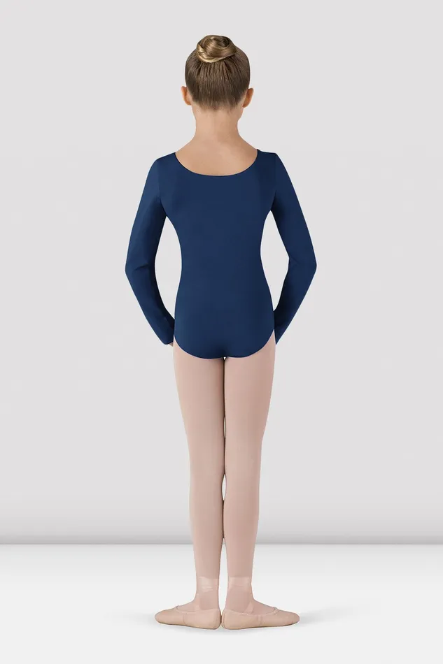 Children Leotards Bloch Girls Basic Long Sleeve Leotard Navy