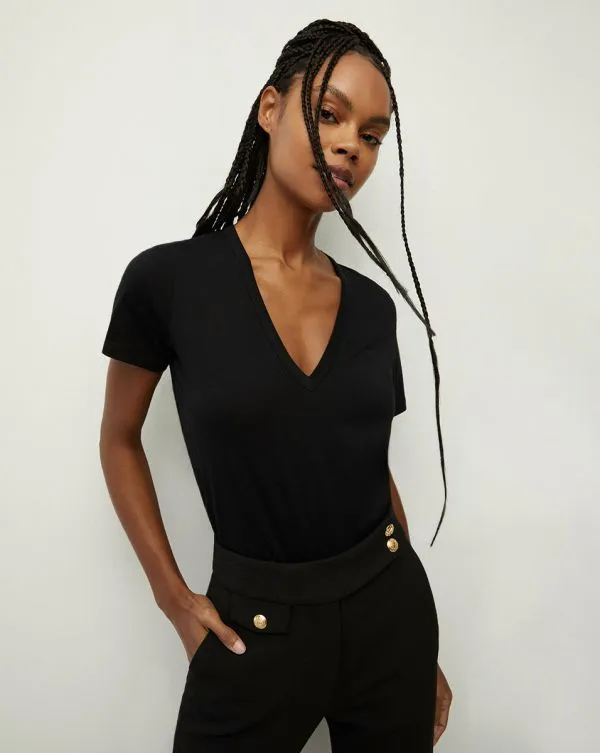 Cindy VNeck Tee Black Women Veronica Beard Tops