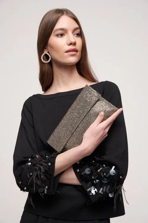 Clutch and Pochette Women Imma Imma BlackLight Gold Luisa Spagnoli Clutch and Pochette Women Imma Imma BlackLight Gold Luisa Spagnoli
