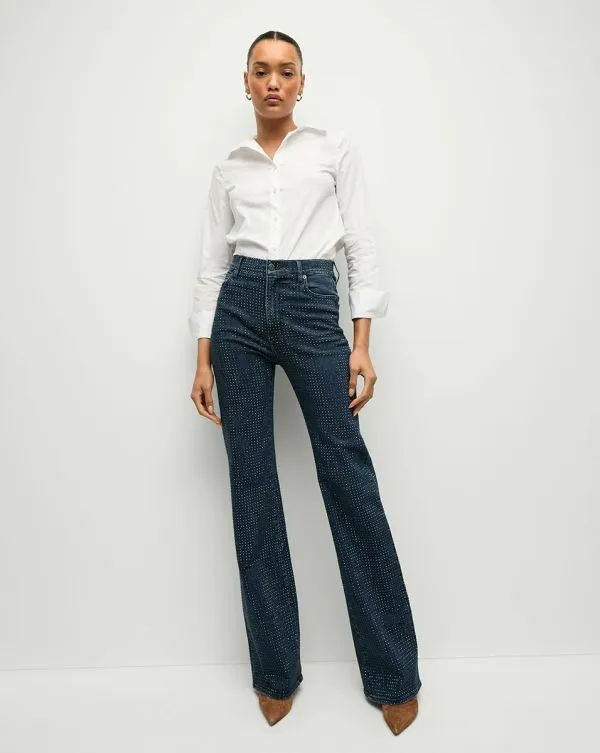 Crosbie Rhinestone WideLeg Jean Indigo Rinse Women Veronica Beard Jeans