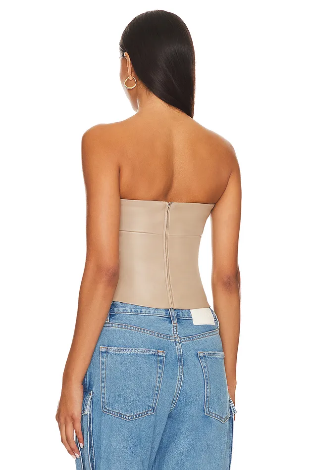 Daxton Faux Leather Top Beige Neutral Women Lovers and Friends Tops Daxton Faux Leather Top Beige Neutral Women Lovers and Friends Tops