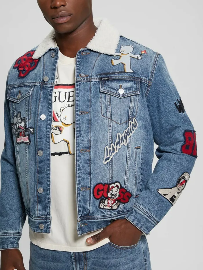 Dean Denim Sherpa Jacket Weathered Stone Jeans and Denim GUESS Men