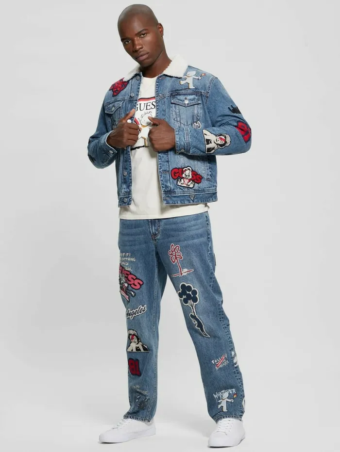 Dean Denim Sherpa Jacket Weathered Stone Jeans and Denim GUESS Men Dean Denim Sherpa Jacket Weathered Stone Jeans and Denim GUESS Men