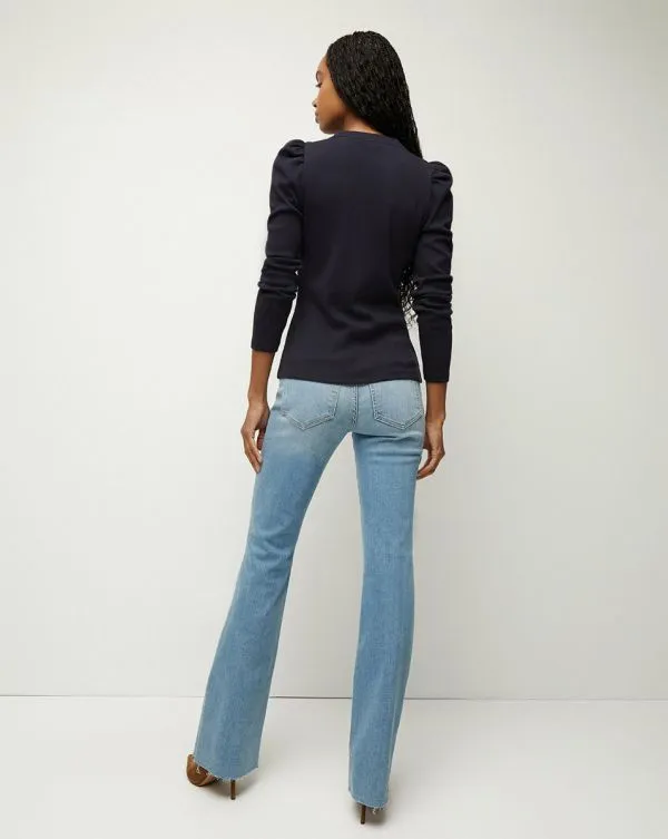 Dekalb PuffSleeve Top Navy Women Veronica Beard Tops Dekalb PuffSleeve Top Navy Women Veronica Beard Tops