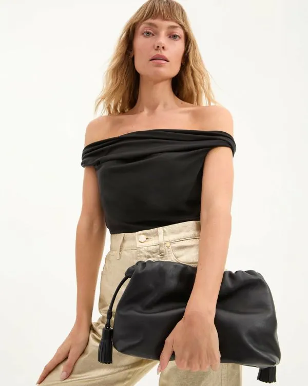 Delanna Off The Shoulder Top Black Women Veronica Beard Tops