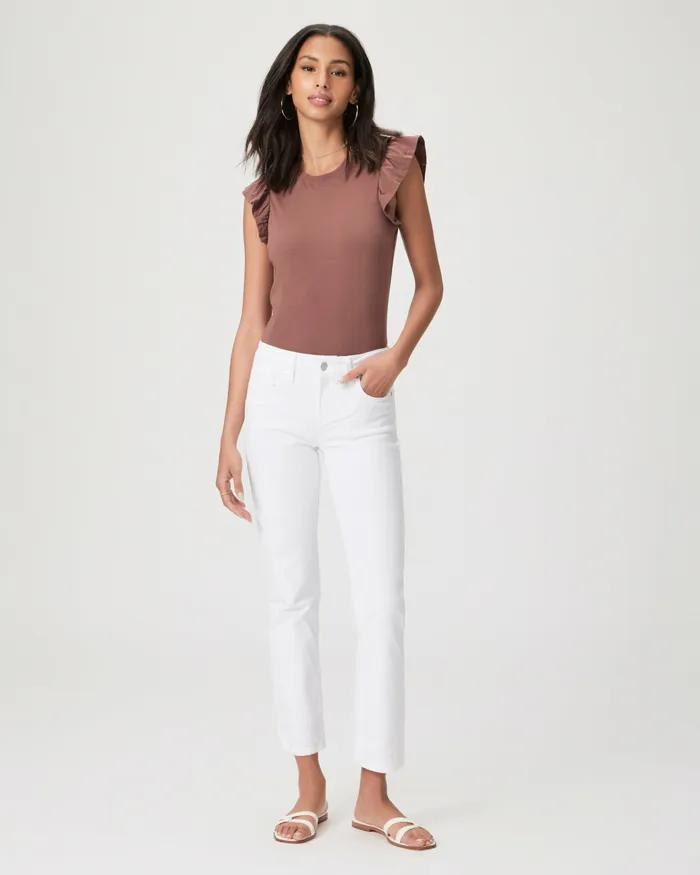 Denim Amber Straight Jean 8211 Crisp White Distressed 8211 PAIGE Women