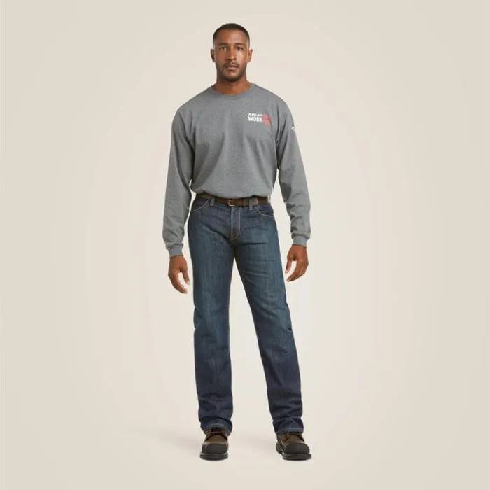 Denim Men Ariat FR M4 Relaxed Basic Boot Cut Jean Shale Denim Men Ariat FR M4 Relaxed Basic Boot Cut Jean Shale