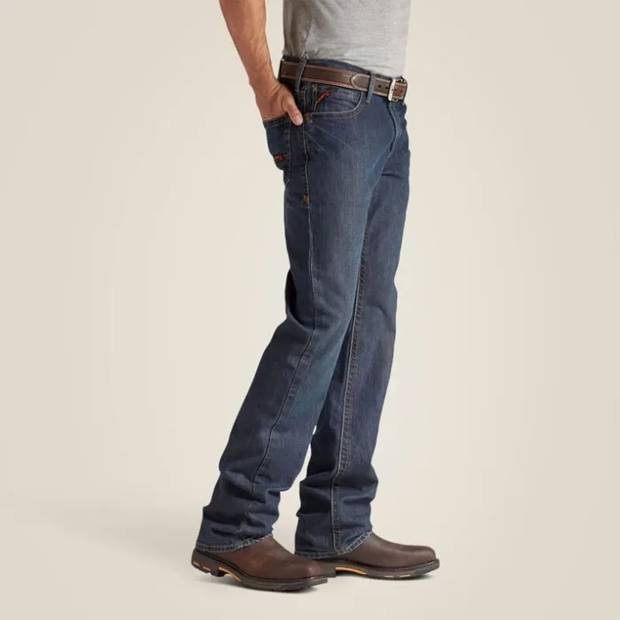 Denim Men Ariat FR M4 Relaxed Basic Boot Cut Jean Shale Denim Men Ariat FR M4 Relaxed Basic Boot Cut Jean Shale