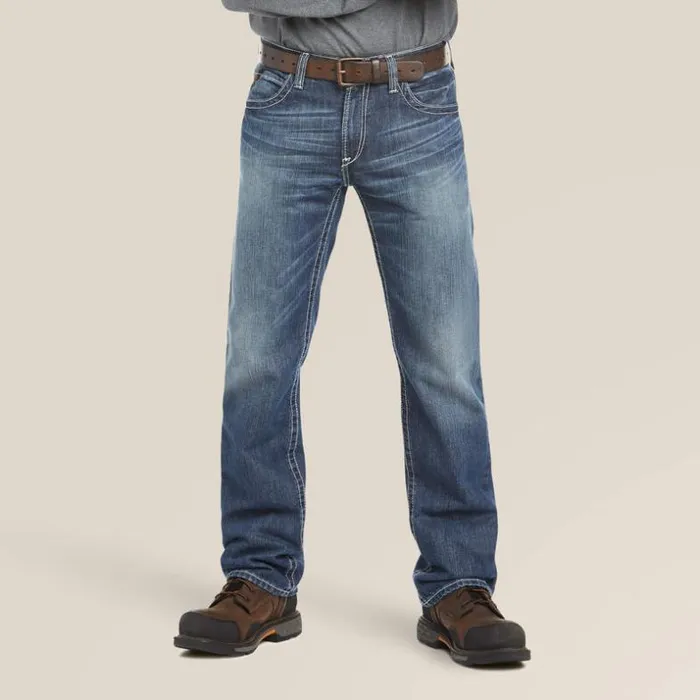 Denim Men Ariat FR M4 Relaxed Ridgeline Boot Cut Jean Glacier
