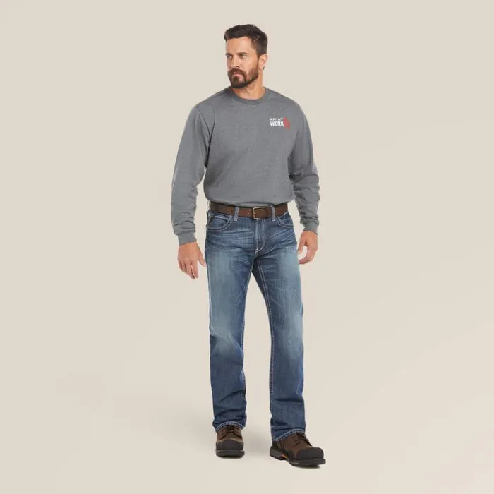Denim Men Ariat FR M4 Relaxed Ridgeline Boot Cut Jean Glacier Denim Men Ariat FR M4 Relaxed Ridgeline Boot Cut Jean Glacier