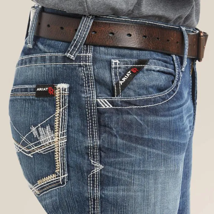 Denim Men Ariat FR M4 Relaxed Ridgeline Boot Cut Jean Glacier Denim Men Ariat FR M4 Relaxed Ridgeline Boot Cut Jean Glacier