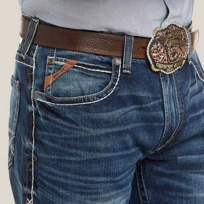 Denim Men Ariat M4 Low Rise Stretch Preston Boot Cut Jean Silverton
