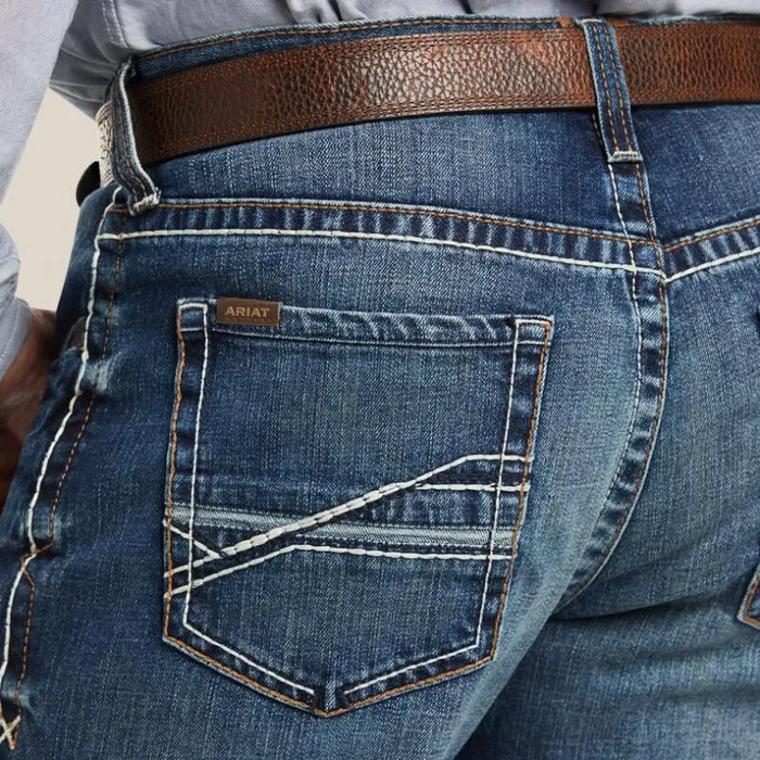 Denim Men Ariat M4 Low Rise Stretch Preston Boot Cut Jean Silverton
