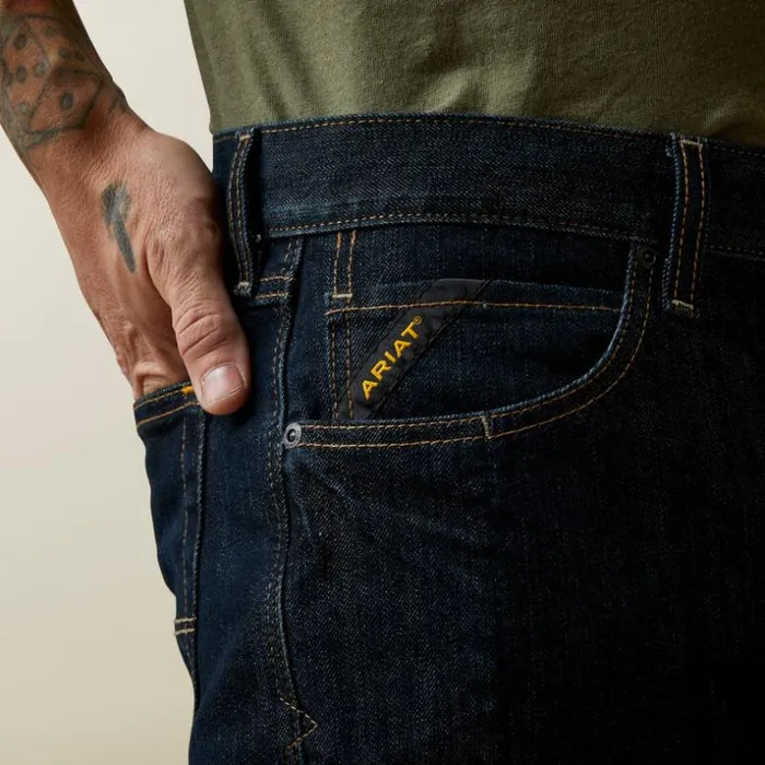 Denim Men Ariat Rebar M7 Slim DuraStretch Basic Stackable Straight Leg Jean Blackstone