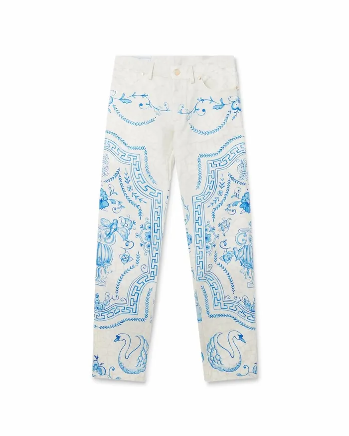 Denim Men Casablanca Paris Plat A Dessert Blanc Denim Trousers