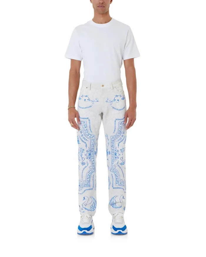 Denim Men Casablanca Paris Plat A Dessert Blanc Denim Trousers
