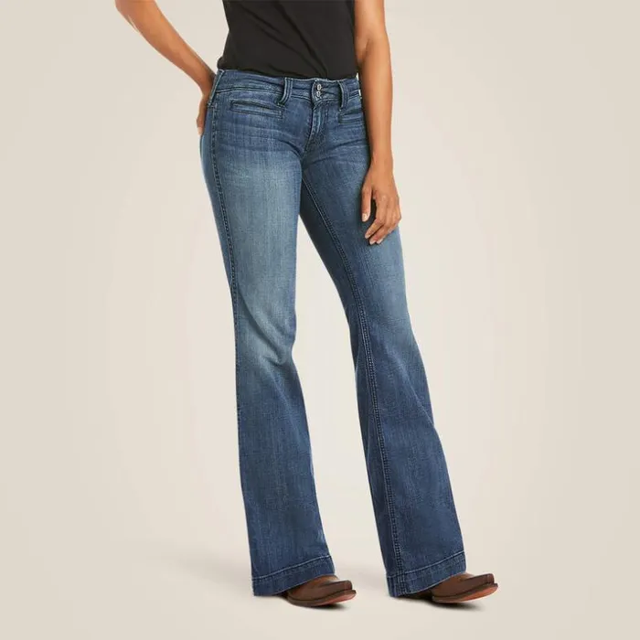 Denim Women Ariat Trouser Mid Rise Stretch Outseam Ella Wide Leg Jean Bluebell Denim Women Ariat Trouser Mid Rise Stretch Outseam Ella Wide Leg Jean Bluebell