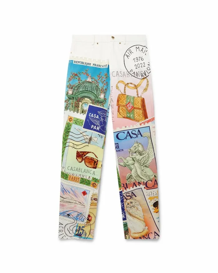 Denim Women Casablanca Paris Souvenirs De Vacances Printed Straight Leg Jeans