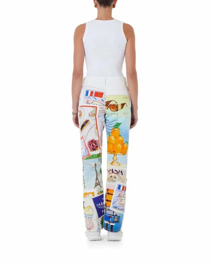 Denim Women Casablanca Paris Souvenirs De Vacances Printed Straight Leg Jeans