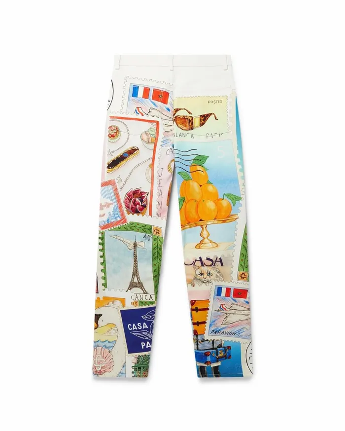 Denim Women Casablanca Paris Souvenirs De Vacances Printed Straight Leg Jeans