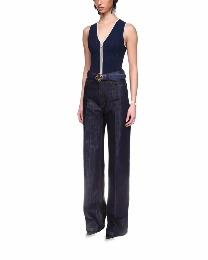Denim Women Casablanca Paris Washed Indigo Silver Lurex Jeans