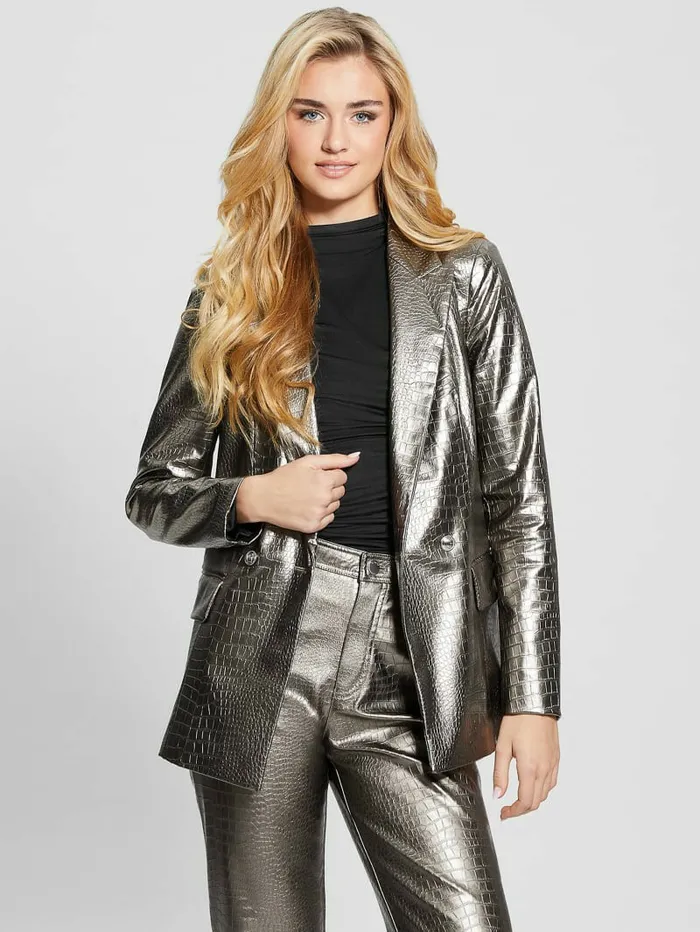 Diletta FauxLeather Blazer Antique Metal Women Jackets and Coats GUESS Diletta FauxLeather Blazer Antique Metal Women Jackets and Coats GUESS