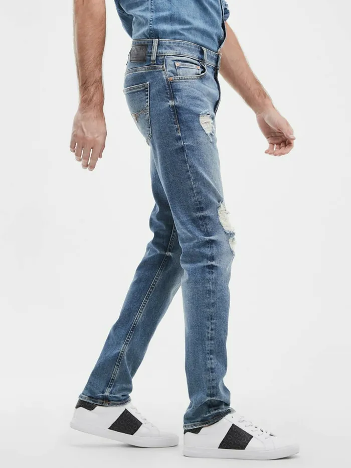 Distressed Tapered Jeans Light Tide Wash Men Jeans and Denim GUESS Distressed Tapered Jeans Light Tide Wash Men Jeans and Denim GUESS