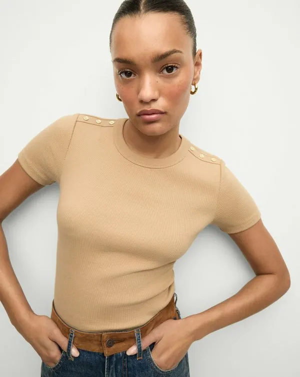 Draya Tee Khaki Women Veronica Beard Tops