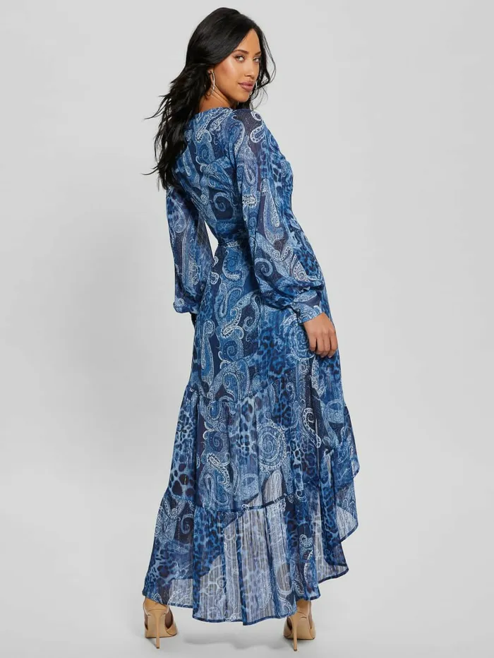 Dresses and Jumpsuits Eco Nuovo Bahia Wrap Maxi Dress Nordic Sea Kashmir 8211 GUESS Women Dresses and Jumpsuits Eco Nuovo Bahia Wrap Maxi Dress Nordic Sea Kashmir 8211 GUESS Women