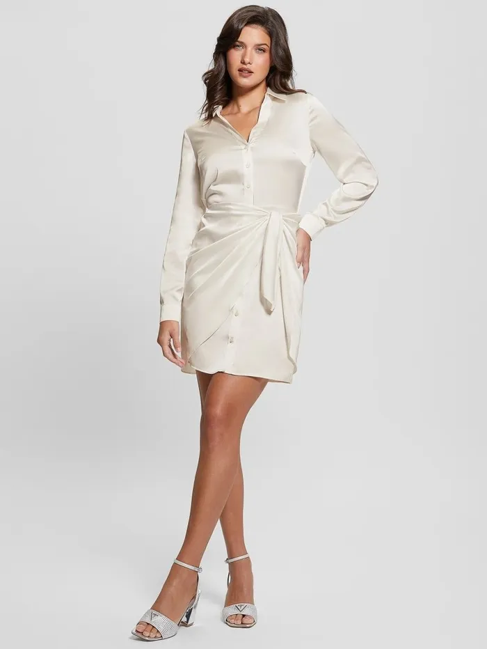Dresses and Jumpsuits GUESS Women Eco Alya Dress Cream White Dresses and Jumpsuits GUESS Women Eco Alya Dress Cream White