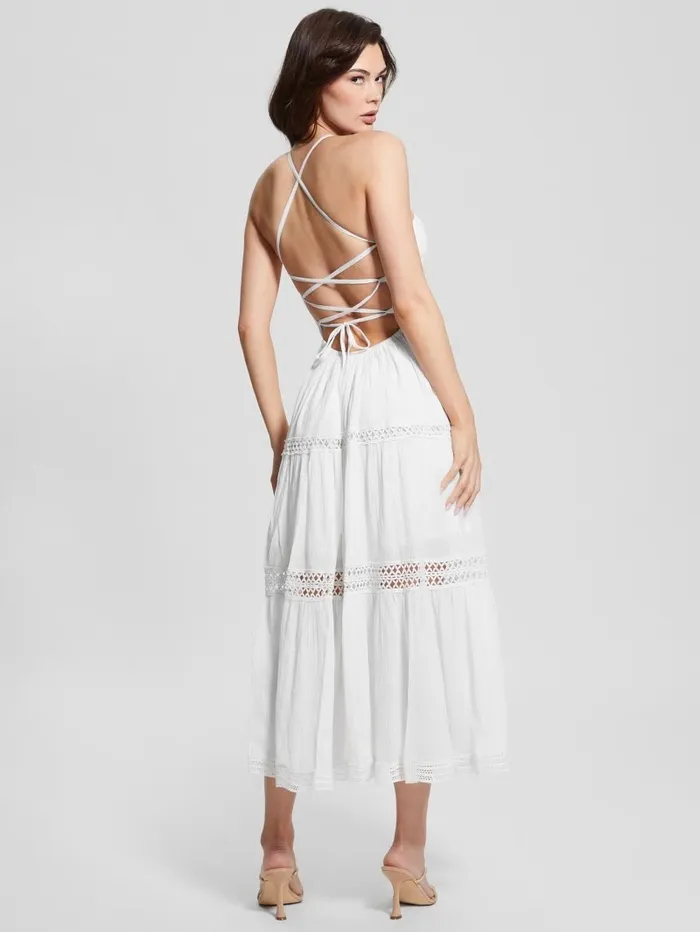 Dresses and Jumpsuits GUESS Women Lace Maxi Safa Dress Pure White