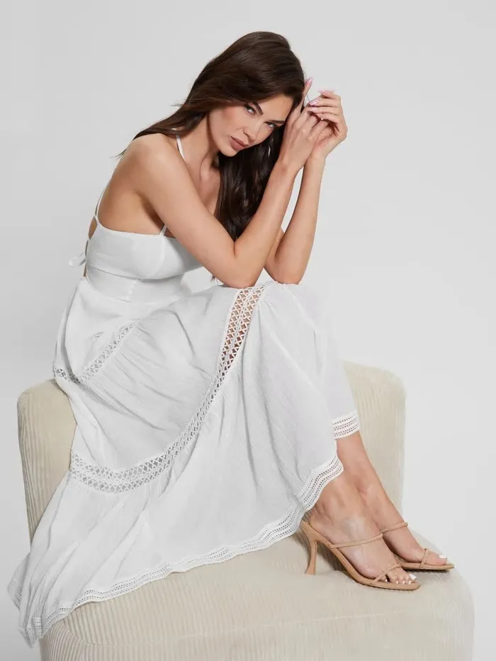 Dresses and Jumpsuits GUESS Women Lace Maxi Safa Dress Pure White Dresses and Jumpsuits GUESS Women Lace Maxi Safa Dress Pure White