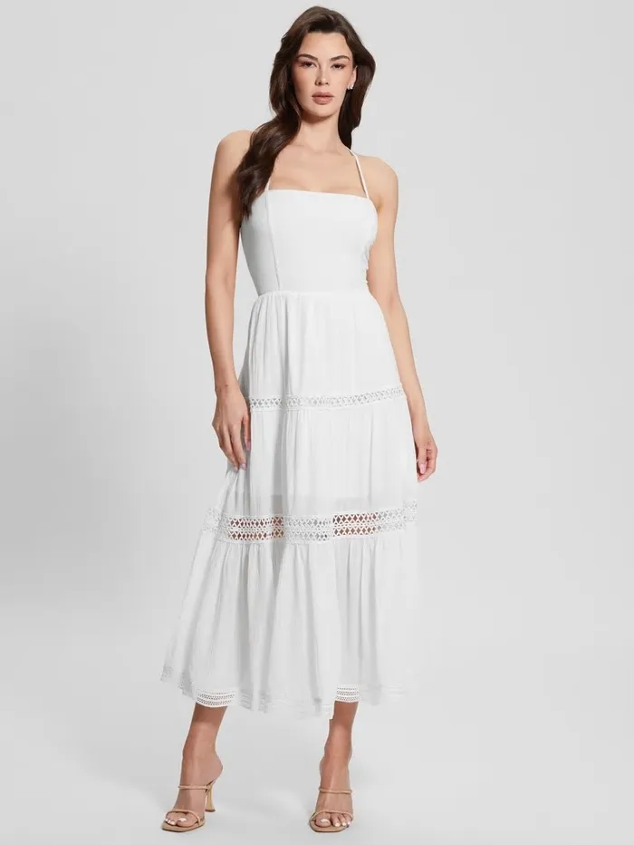 Dresses and Jumpsuits GUESS Women Lace Maxi Safa Dress Pure White Dresses and Jumpsuits GUESS Women Lace Maxi Safa Dress Pure White