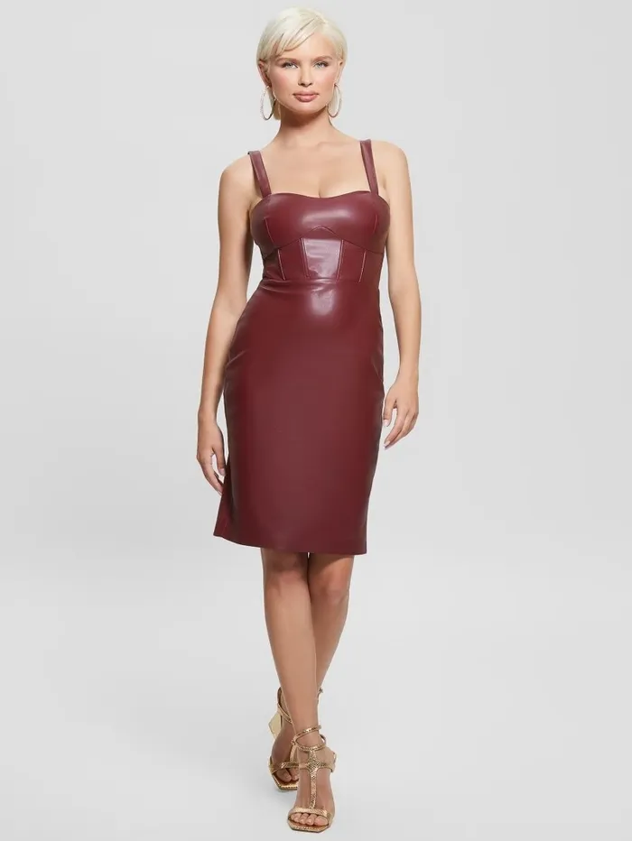 Dresses and Jumpsuits Women GUESS Reid FauxLeather Dress Mystic Wine Multi Dresses and Jumpsuits Women GUESS Reid FauxLeather Dress Mystic Wine Multi