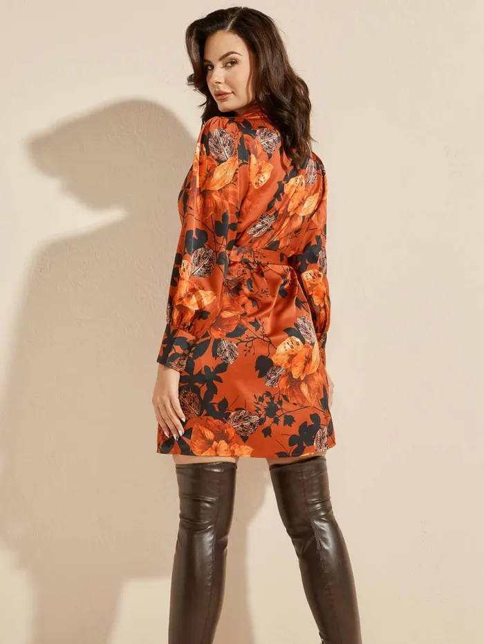 Dresses and Jumpsuits Women Swoon Printed Shirt Dress Falling Leaves GUESS Dresses and Jumpsuits Women Swoon Printed Shirt Dress Falling Leaves GUESS