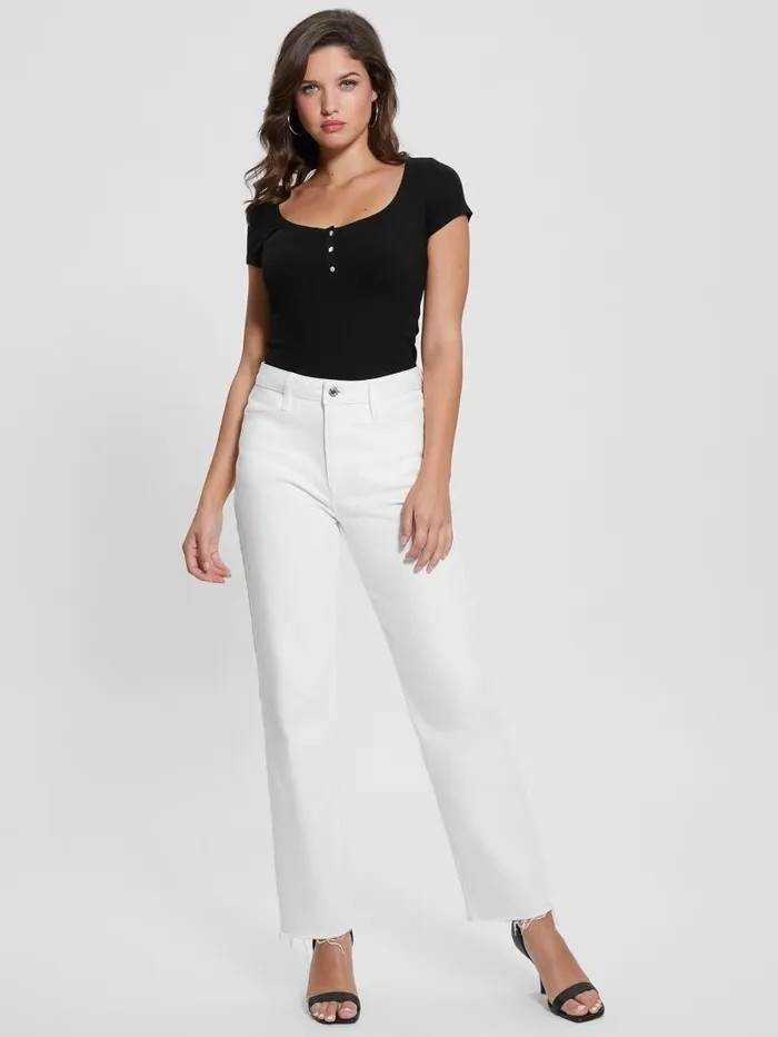 Eco Karlee Henley Tee Black Tops GUESS Women Eco Karlee Henley Tee Black Tops GUESS Women