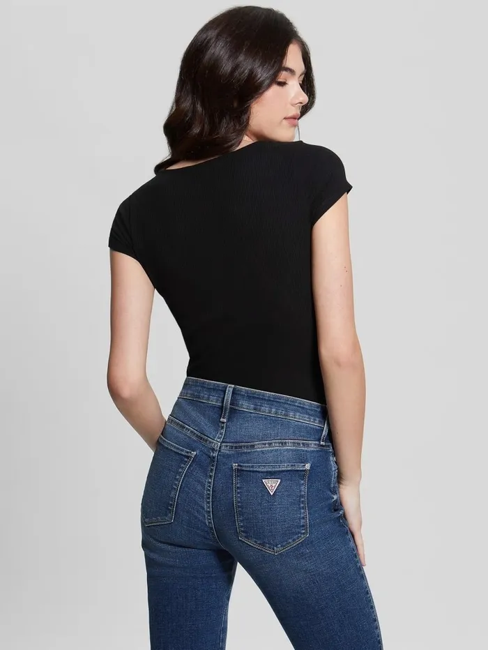 Eco Karlee Henley Tee Black Tops GUESS Women Eco Karlee Henley Tee Black Tops GUESS Women