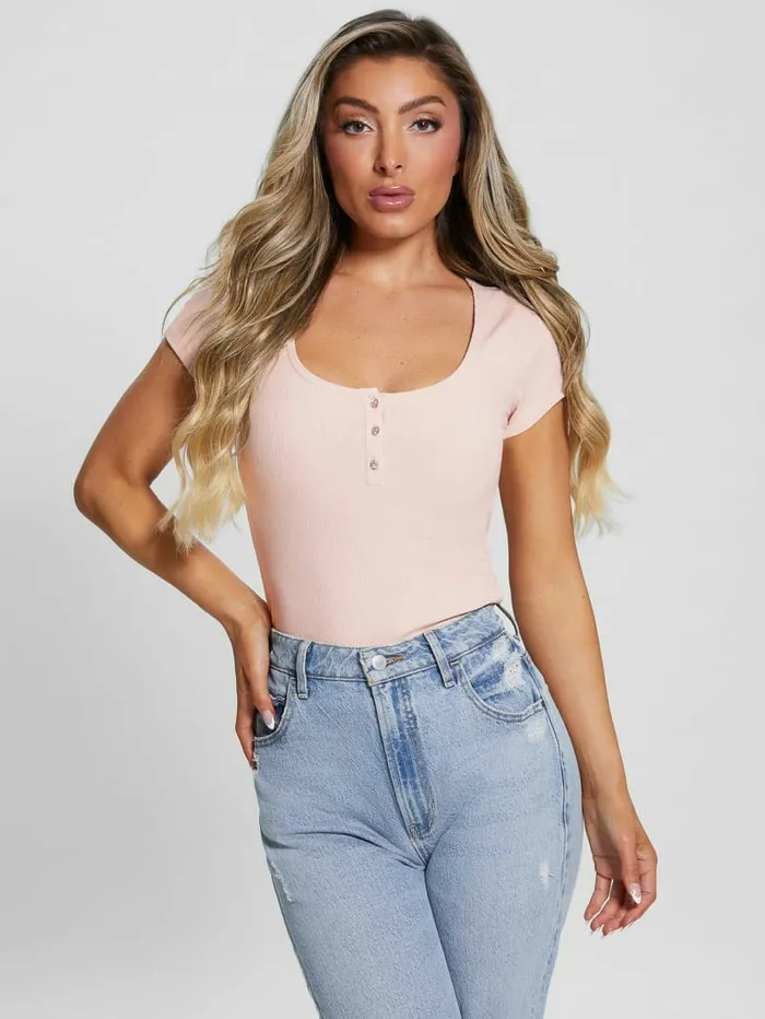 Eco Karlee Henley Tee Dolly Pink Tops GUESS Women