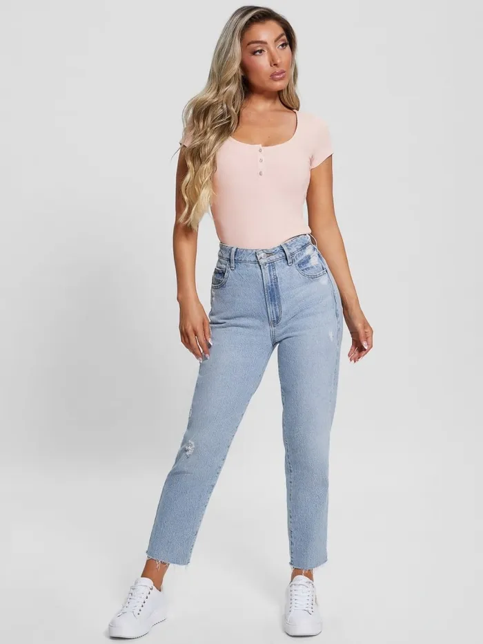 Eco Karlee Henley Tee Dolly Pink Tops GUESS Women Eco Karlee Henley Tee Dolly Pink Tops GUESS Women