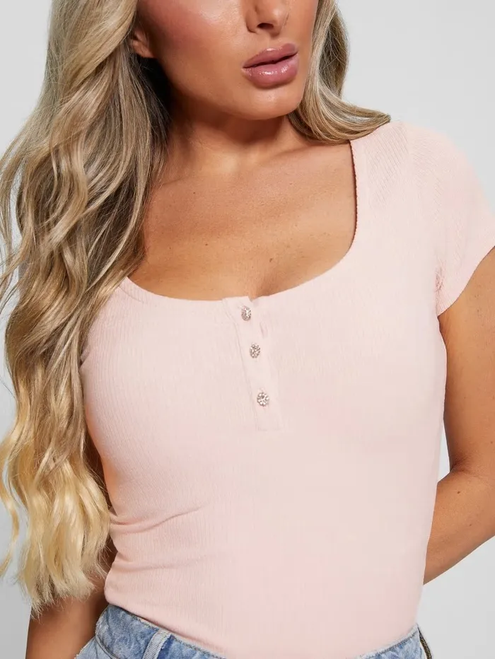 Eco Karlee Henley Tee Dolly Pink Tops GUESS Women Eco Karlee Henley Tee Dolly Pink Tops GUESS Women