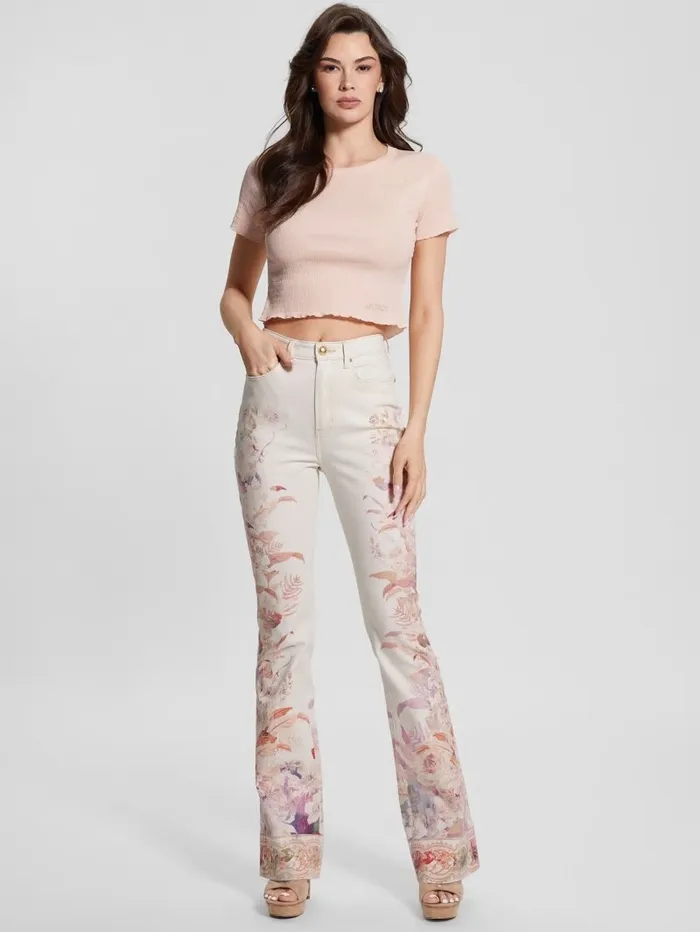 Eco Pop 821770s Floral Print Flare Jeans Harmony W Jeans and Denim GUESS Women Eco Pop 821770s Floral Print Flare Jeans Harmony W Jeans and Denim GUESS Women