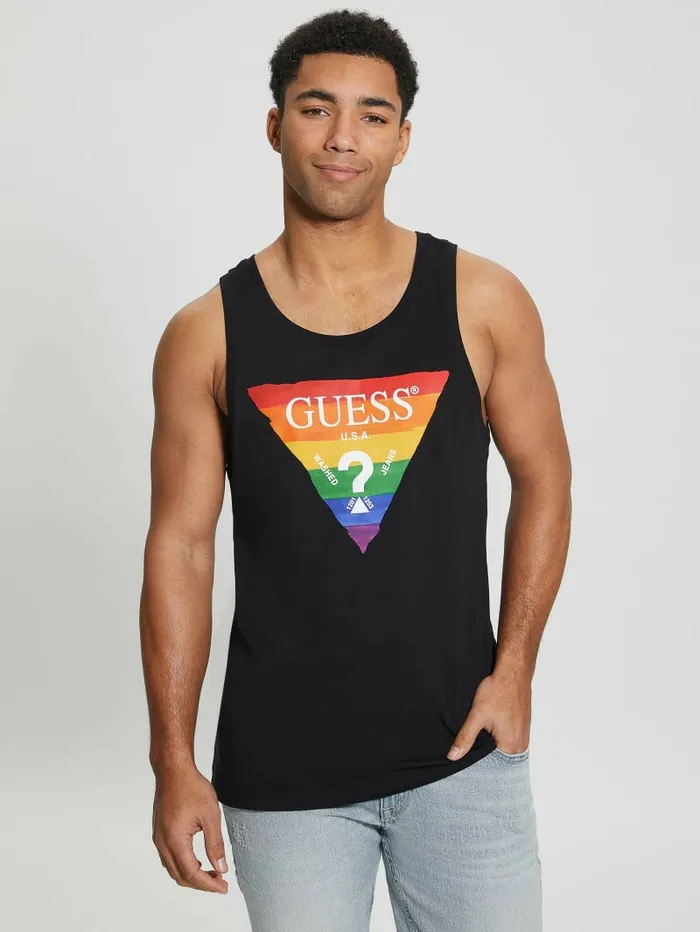 Eco Pride Logo Tank Black Men TShirts and Tanks GUESS
