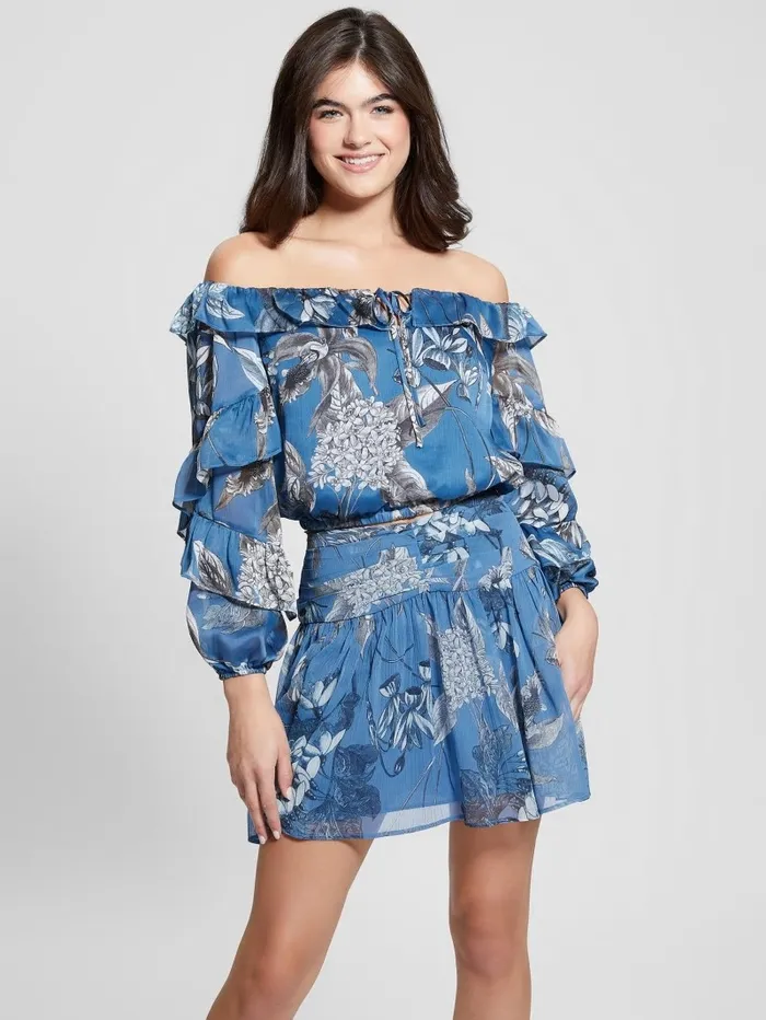 Eco Shani OfftheShoulder Top Phantom Flora Print Tops GUESS Women