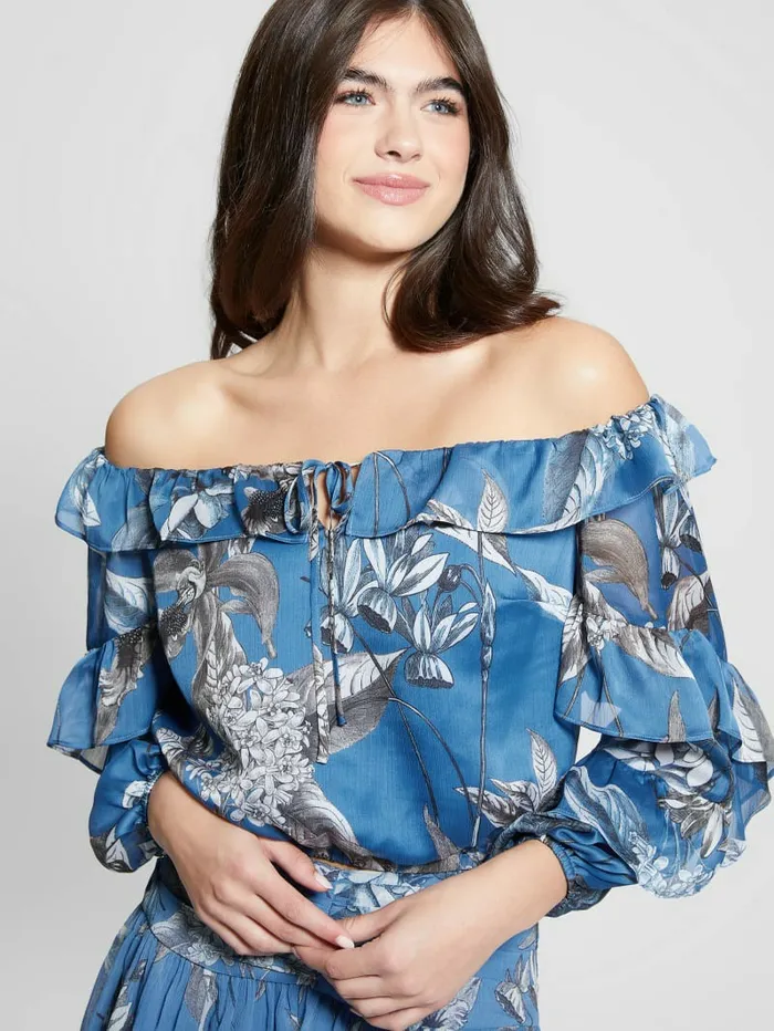 Eco Shani OfftheShoulder Top Phantom Flora Print Tops GUESS Women